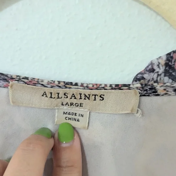 Allsaints Priya Snake Print Ruffle Pring Wrap Mini Dress Sleeveless Beige Large - Picture 8 of 11